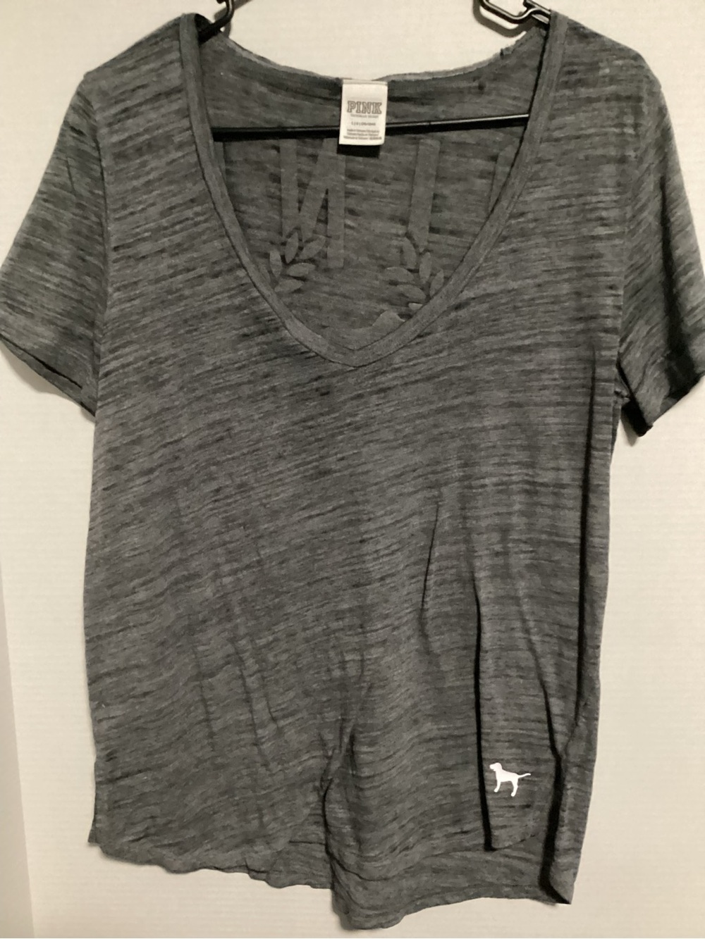 PINK Victoria's Secret Heather Gray V-Neck Short Sleeve Tee